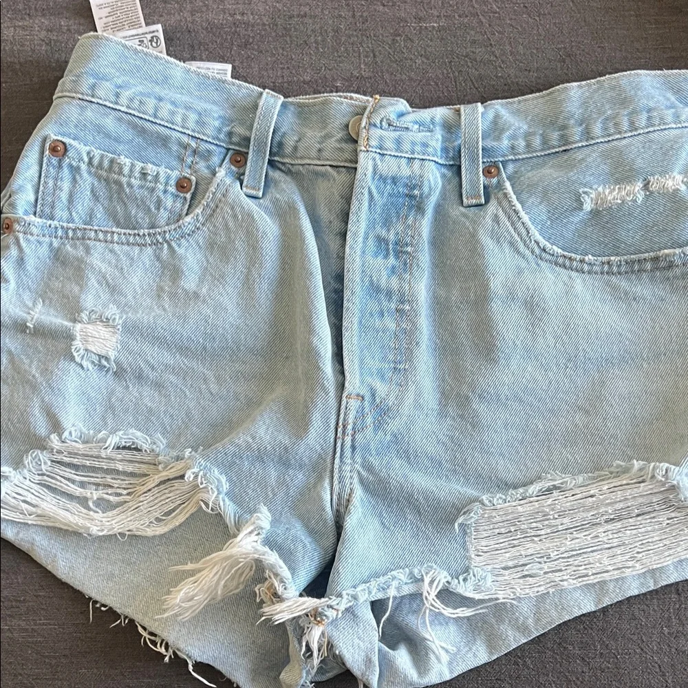 Levi's Women's Jean Shorts - Light Blue, Pink, White - Picture 3 of 7
